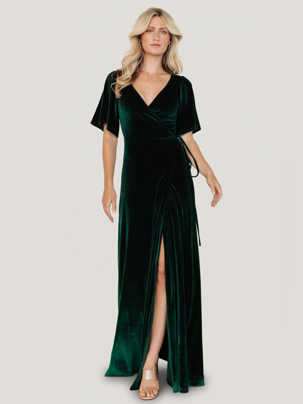 Baltic Born Meghan Velvet Wrap Maxi Dress Emerald Green XL